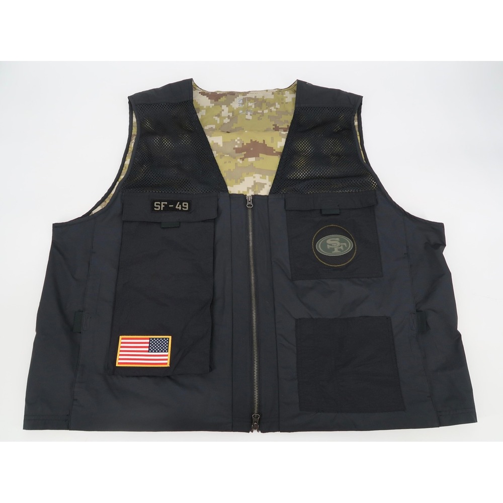 Nike NFL San Francisco 49ers Camo Zip Vest Salute to Service Black Mens XXXL 3XL